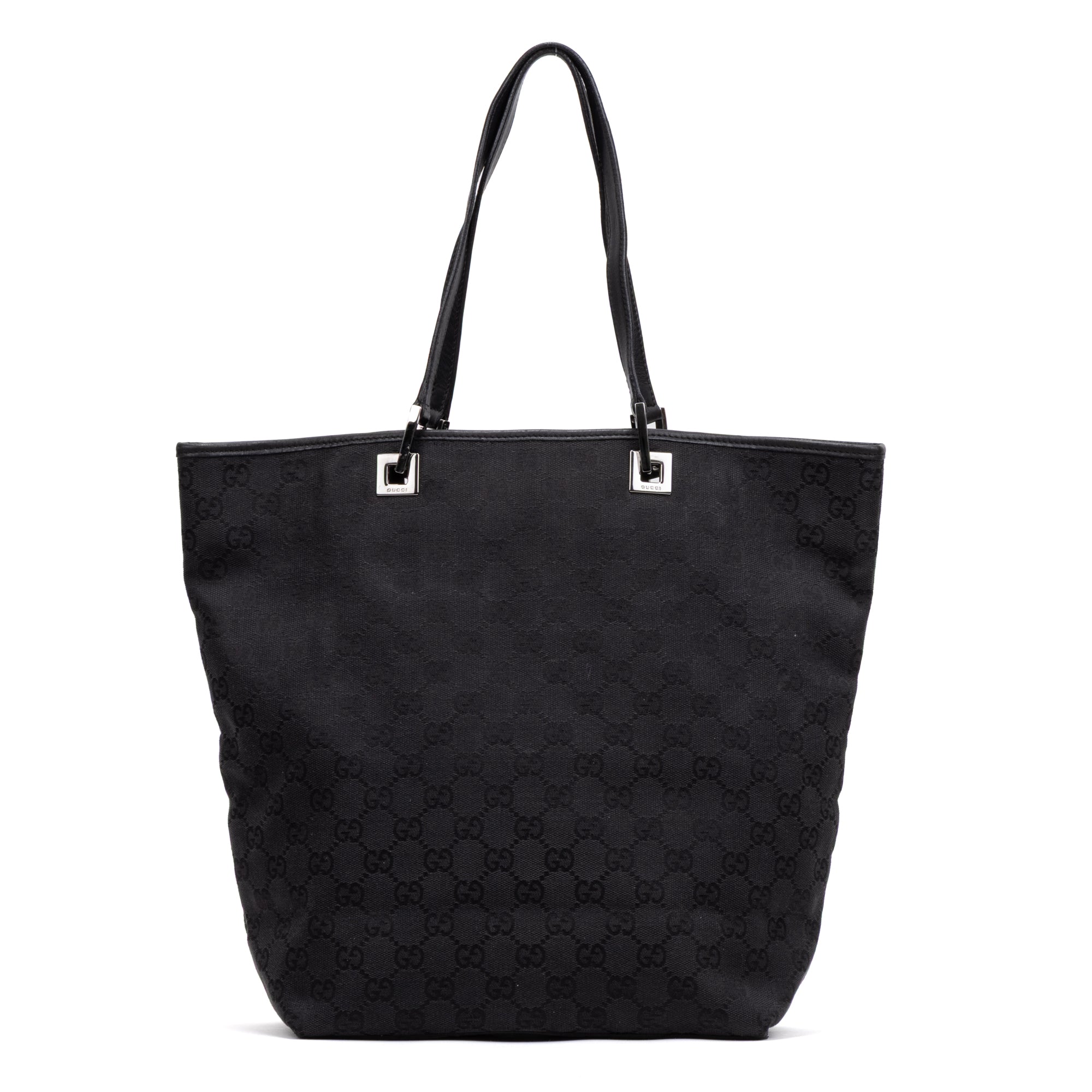 Shoulder Bag Tall Tote Black Monogrammed Canvas