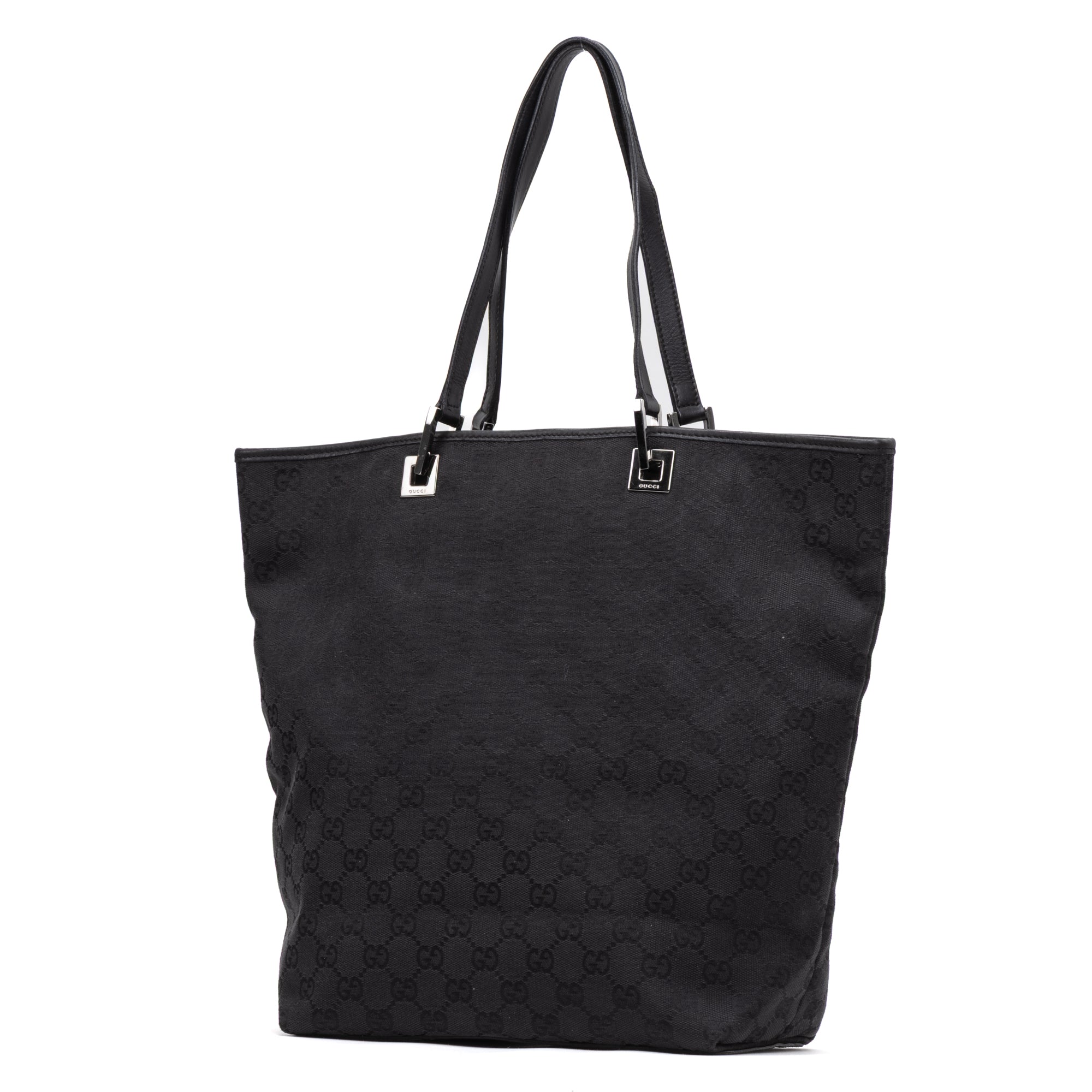 Shoulder Bag Tall Tote Black Monogrammed Canvas
