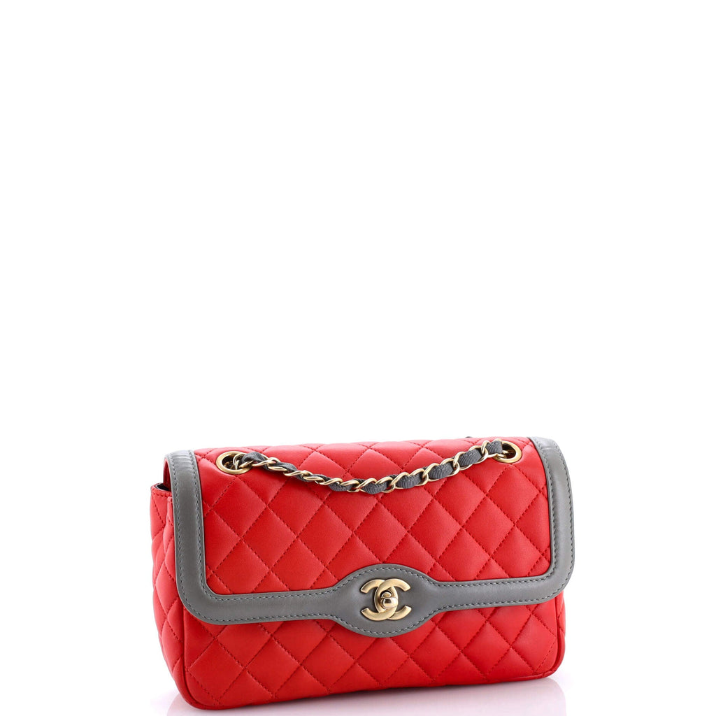Shoulder Bag Classic Single Flap Red Lambskin Quilted Leather
