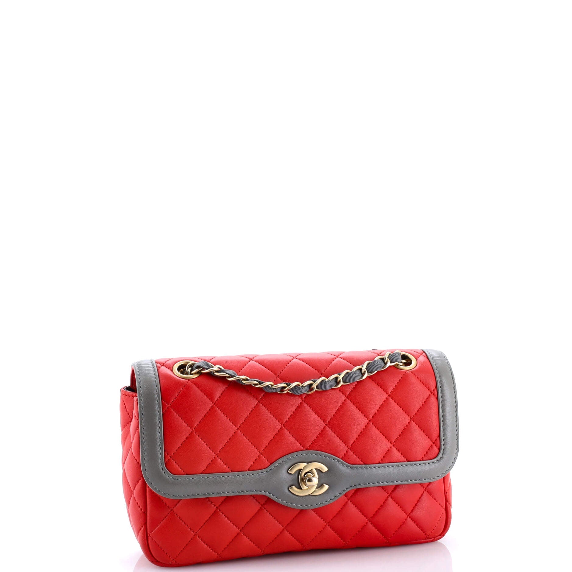 Shoulder Bag Classic Single Flap Red Lambskin Quilted Leather