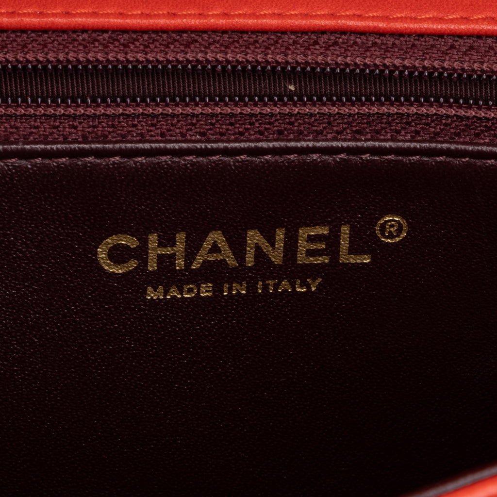 Shoulder Bag Classic Single Flap Red Lambskin Quilted Leather