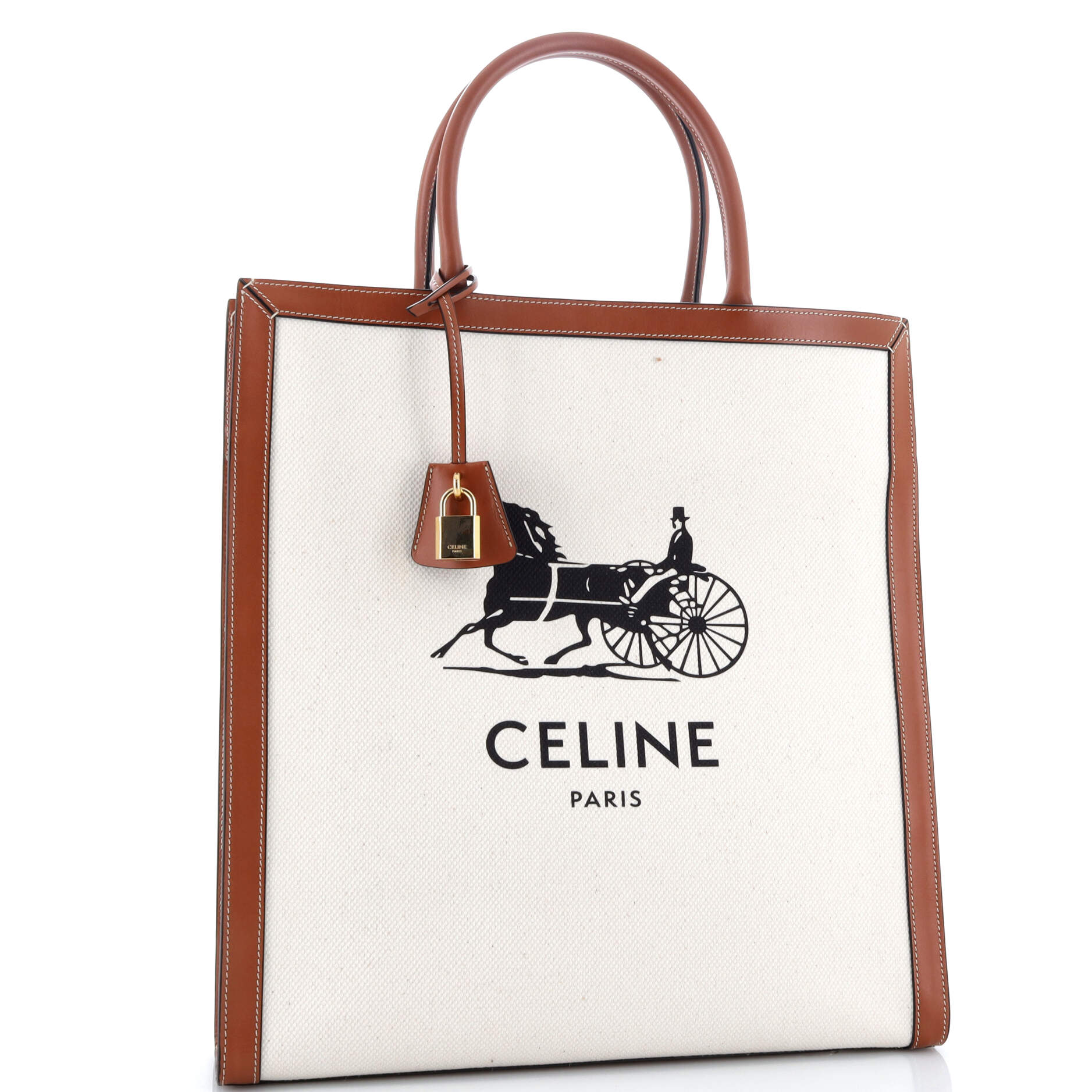 Handbag Sulky Vertical Cabas Tote Large White Printed Canvas