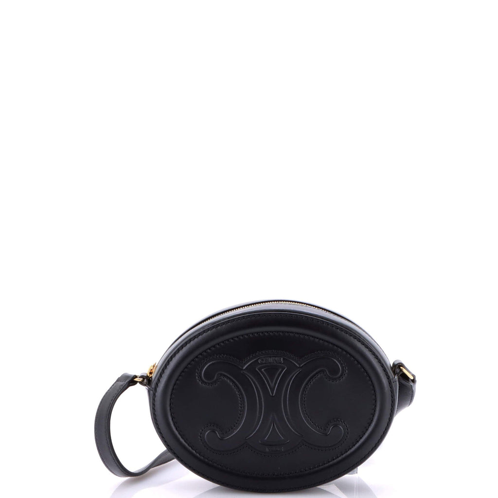 Shoulder Bag Triomphe Oval Crossbody Mini Black Triomphe Calfskin Leather