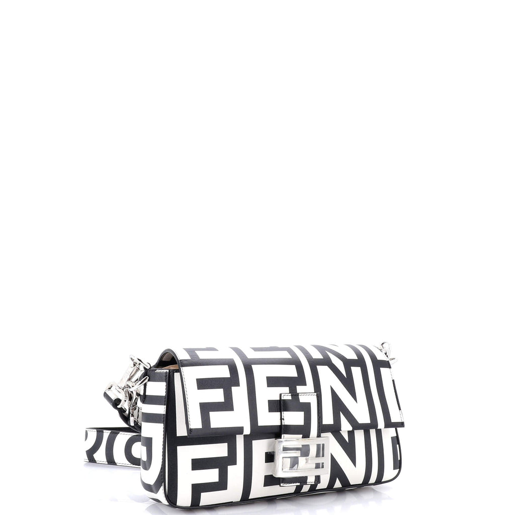 Shoulder Bag Marc Jacobs Baguette NM Medium White Printed Calfskin Leather