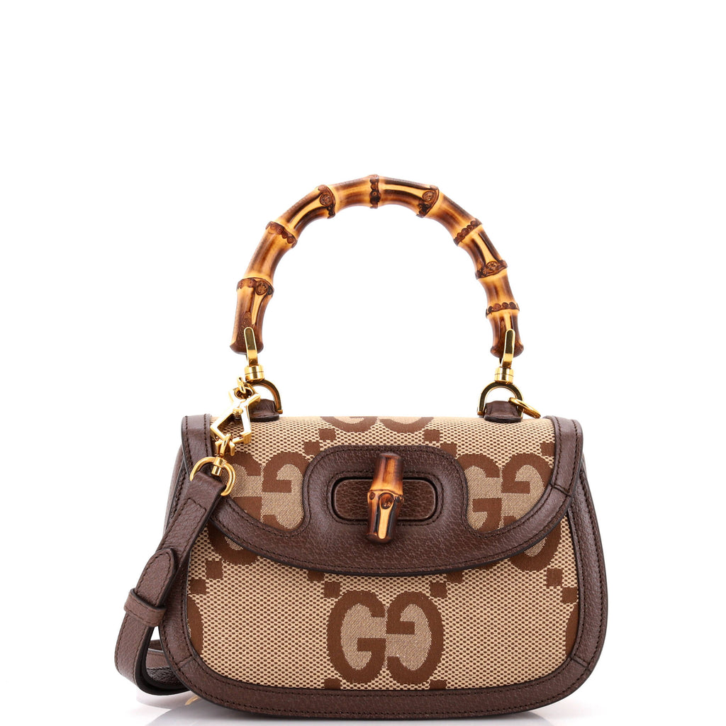 Handbag Bamboo 1947 Top Handle Small Brown Jumbo GG Canvas