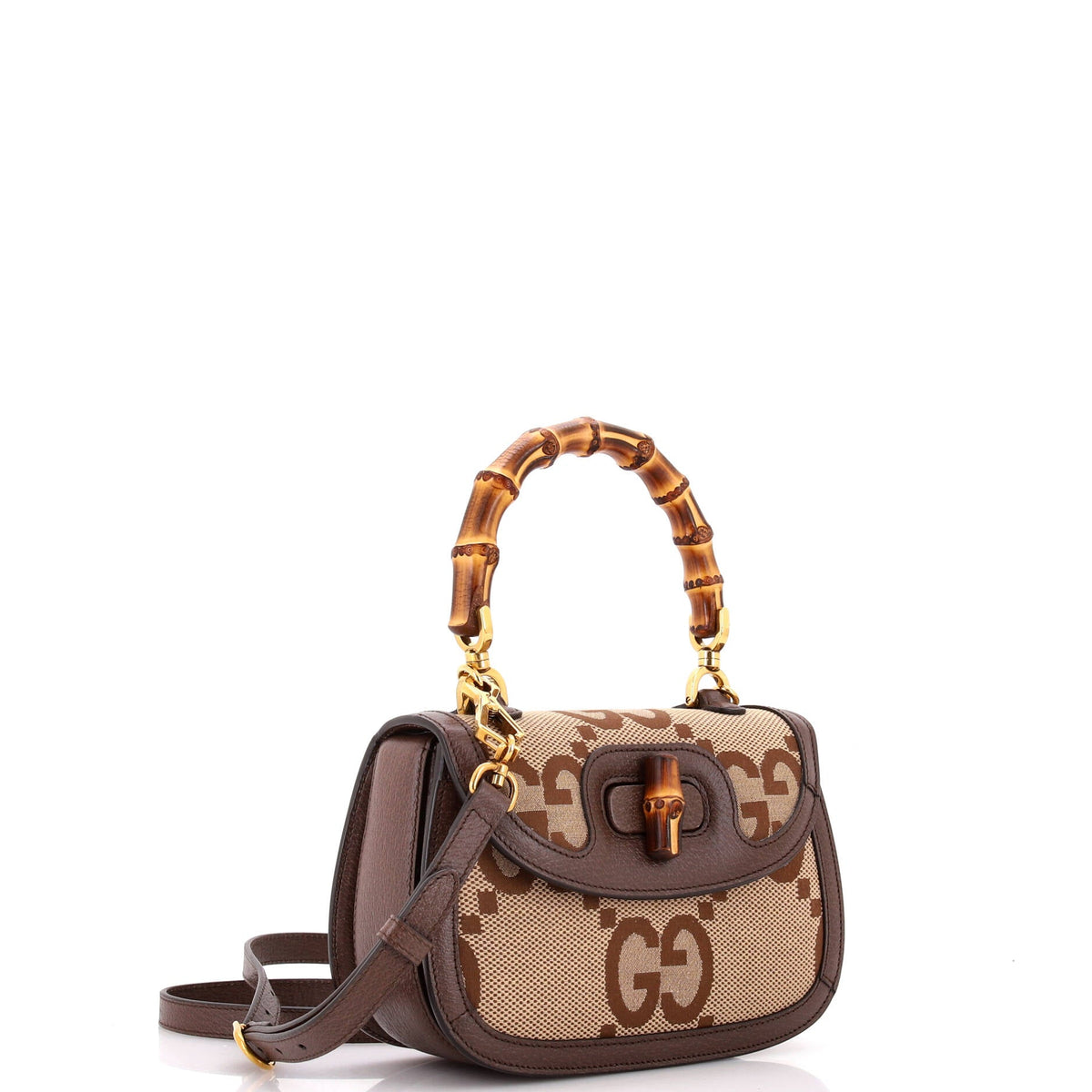 Handbag Bamboo 1947 Top Handle Small Brown Jumbo GG Canvas