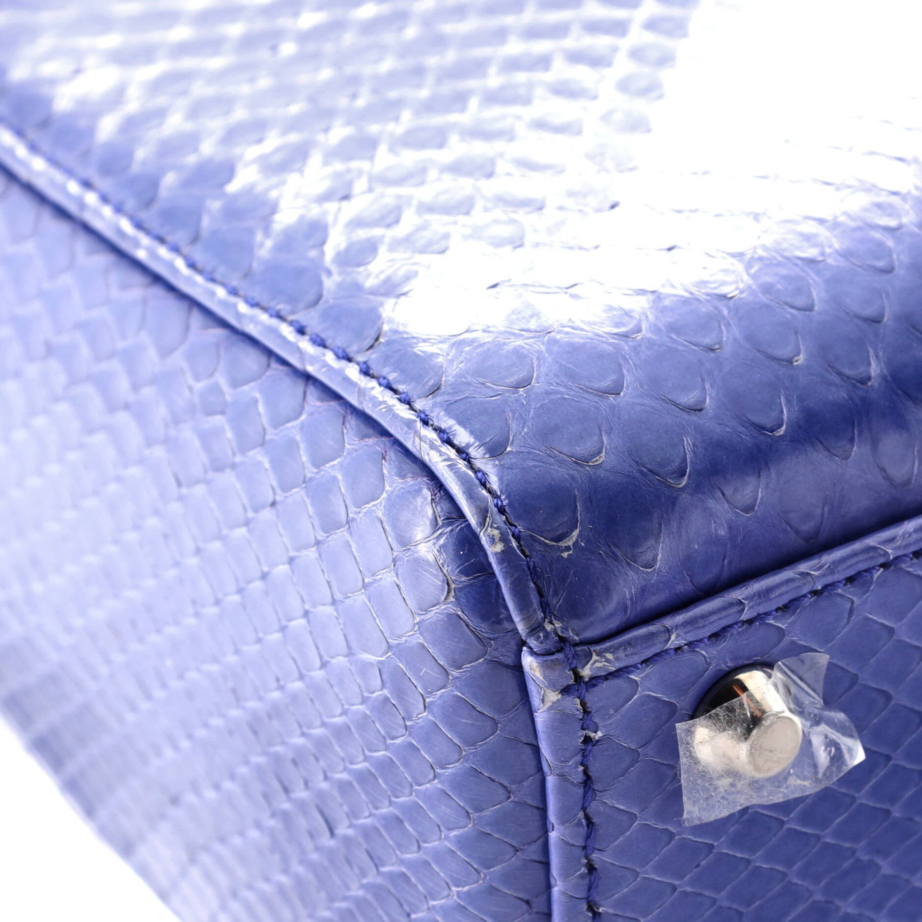 Shoulder Bag Lady Dior Chain Mini Blue Python Skin Leather