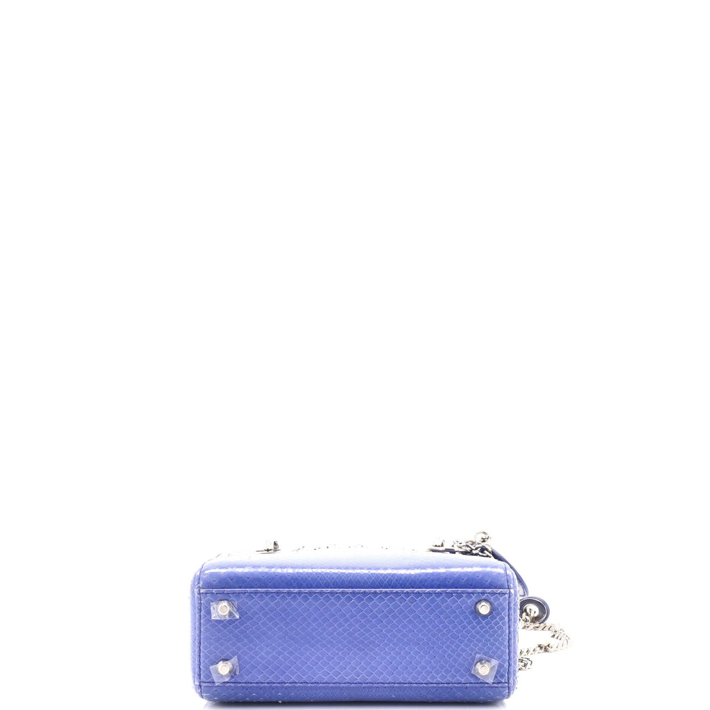 Shoulder Bag Lady Dior Chain Mini Blue Python Skin Leather