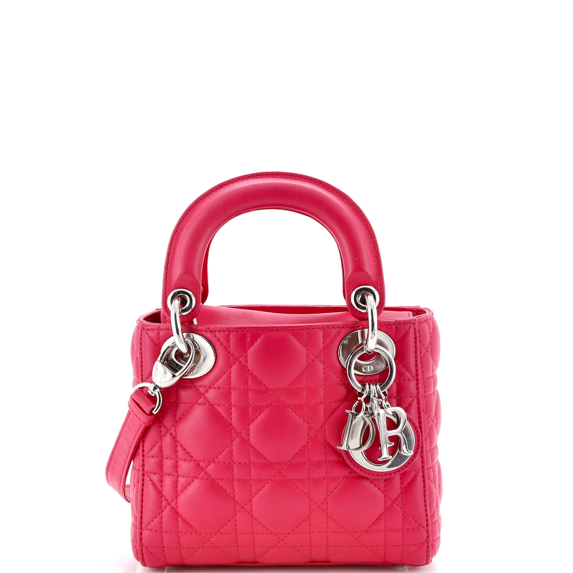 Shoulder Bag Lady Dior Mini Red Cannage Lambskin Leather