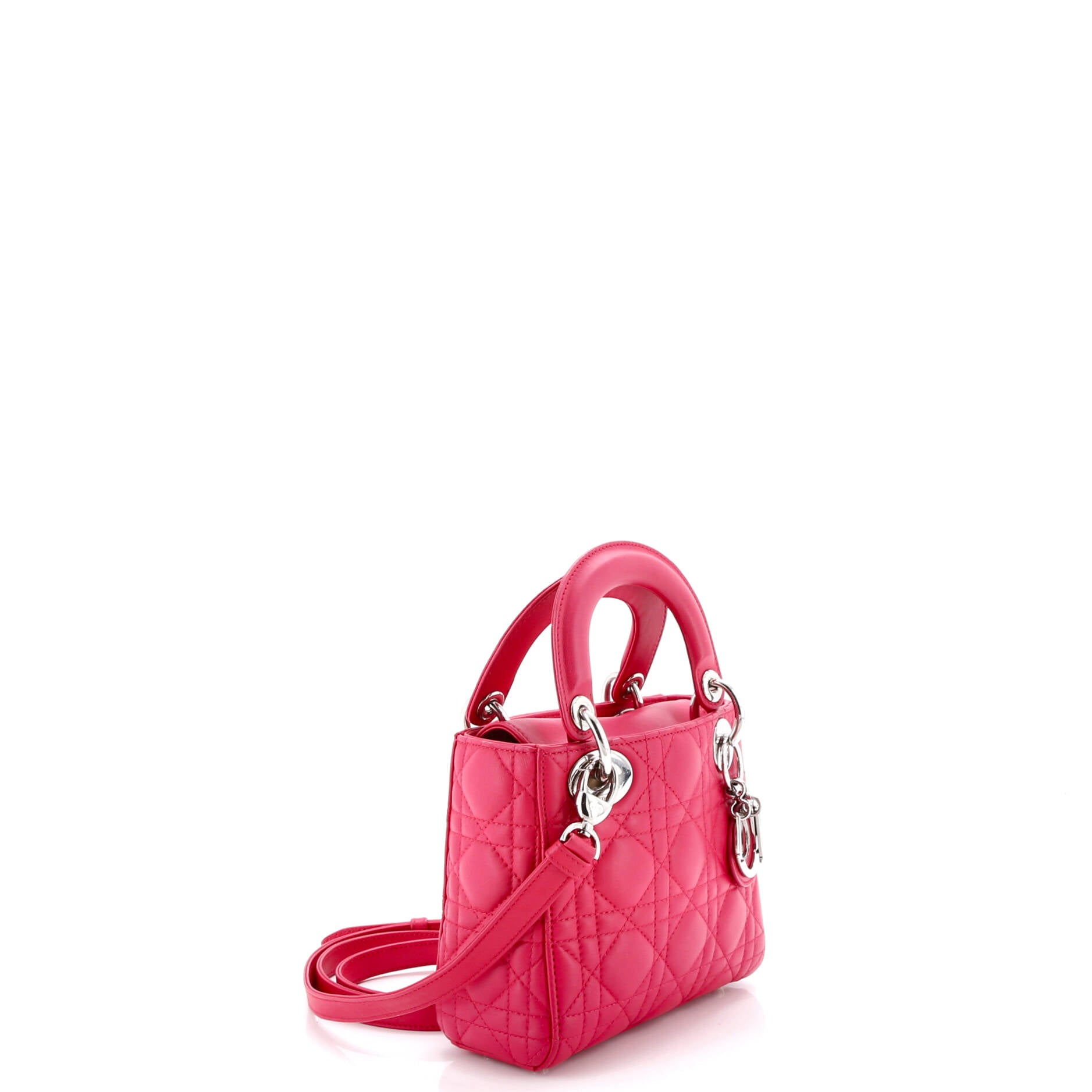 Shoulder Bag Lady Dior Mini Red Cannage Lambskin Leather
