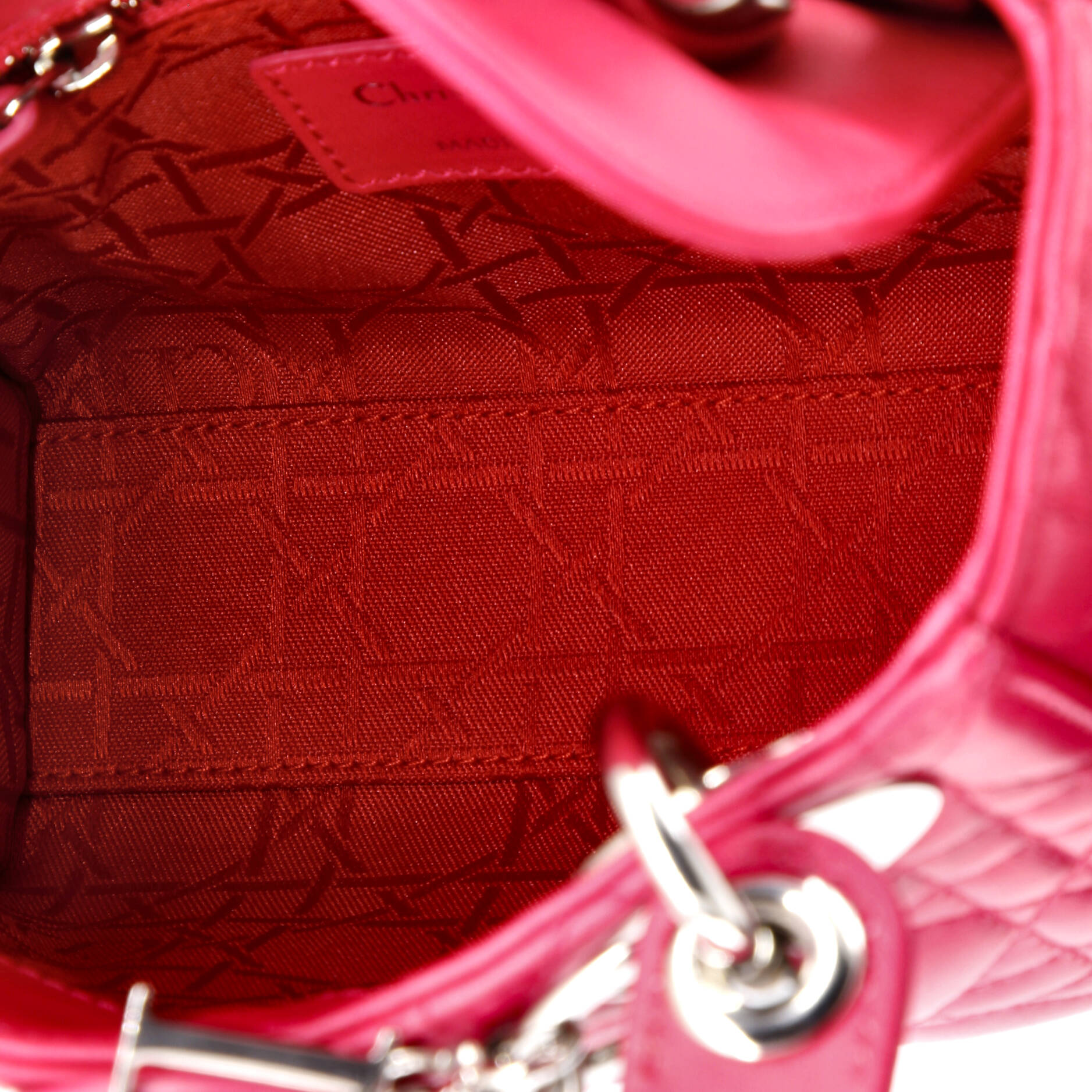 Shoulder Bag Lady Dior Mini Red Cannage Lambskin Leather