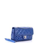 Shoulder Bag Coco Shine Flap Small Blue Patent Quilted Leather