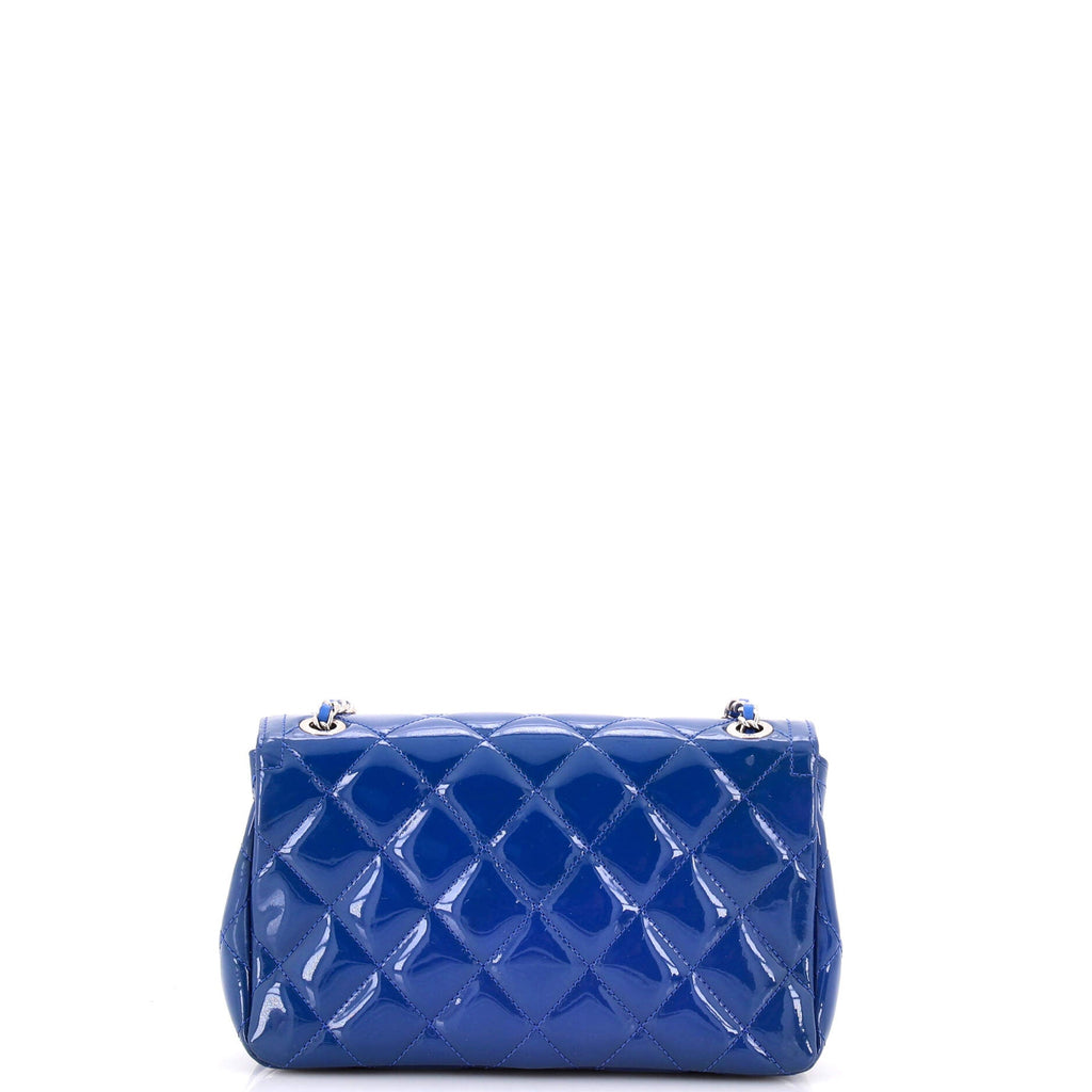 Shoulder Bag Coco Shine Flap Small Blue Patent Quilted Leather