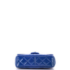 Shoulder Bag Coco Shine Flap Small Blue Patent Quilted Leather