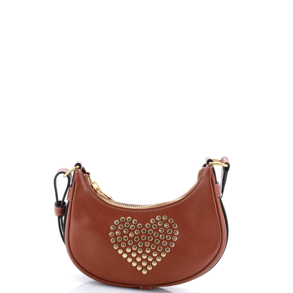 Shoulder Bag Heart Studded Ava Bag Mini Brown Studded Leather