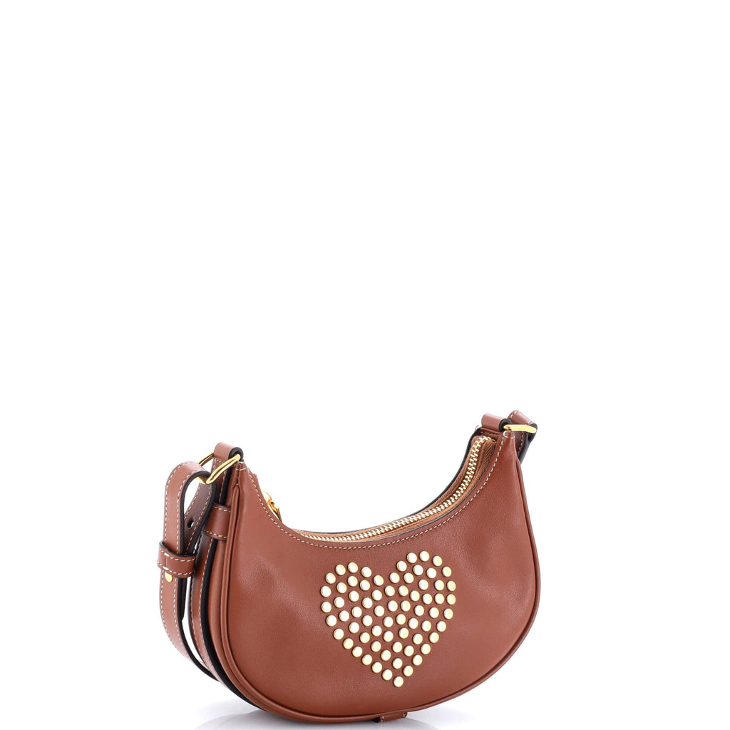 Shoulder Bag Heart Studded Ava Bag Mini Brown Studded Leather