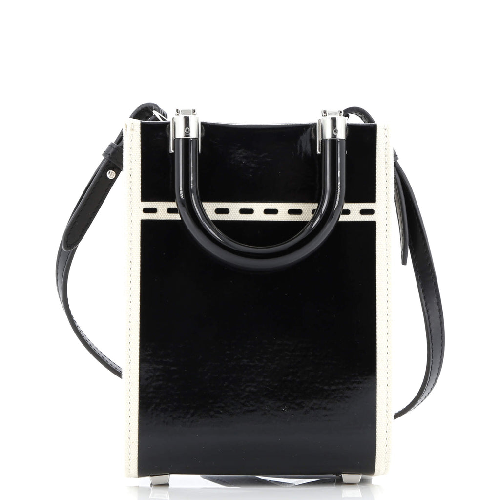 Shoulder Bag Sunshine Shopper Tote Mini Black Patent and Canvas Mini