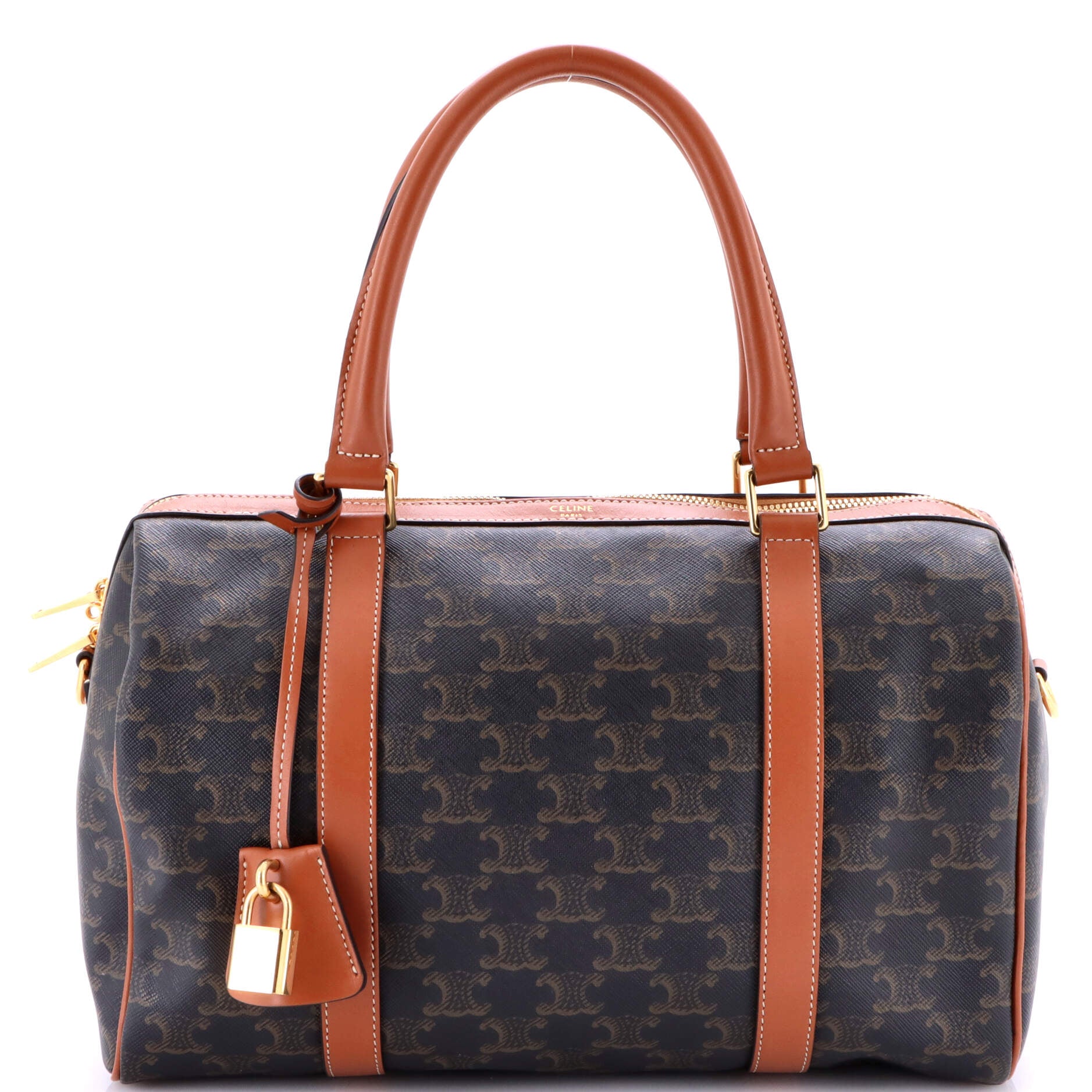 Travel Bag Boston Bag  Medium Medium Brown Triomphe Macadam Coated Canvas