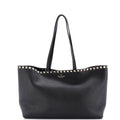 Shoulder Bag Rockstud Shopping Tote Medium Black Grained Calfskin Leather