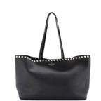 Shoulder Bag Rockstud Shopping Tote Medium Black Grained Calfskin Leather