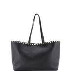 Shoulder Bag Rockstud Shopping Tote Medium Black Grained Calfskin Leather
