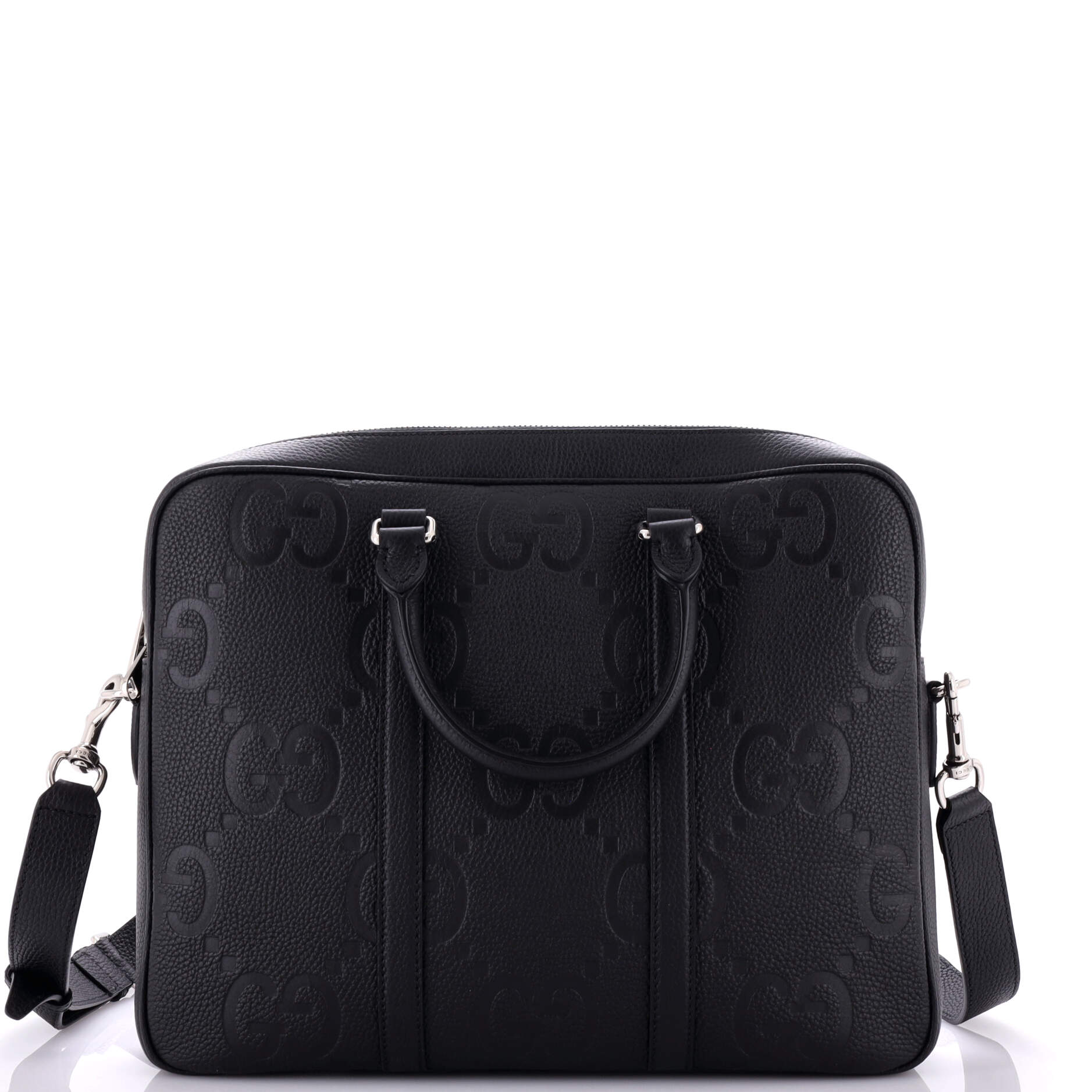 Briefcase Jumbo GG Convertible Briefcase Black Jumbo GG Embossed Leather