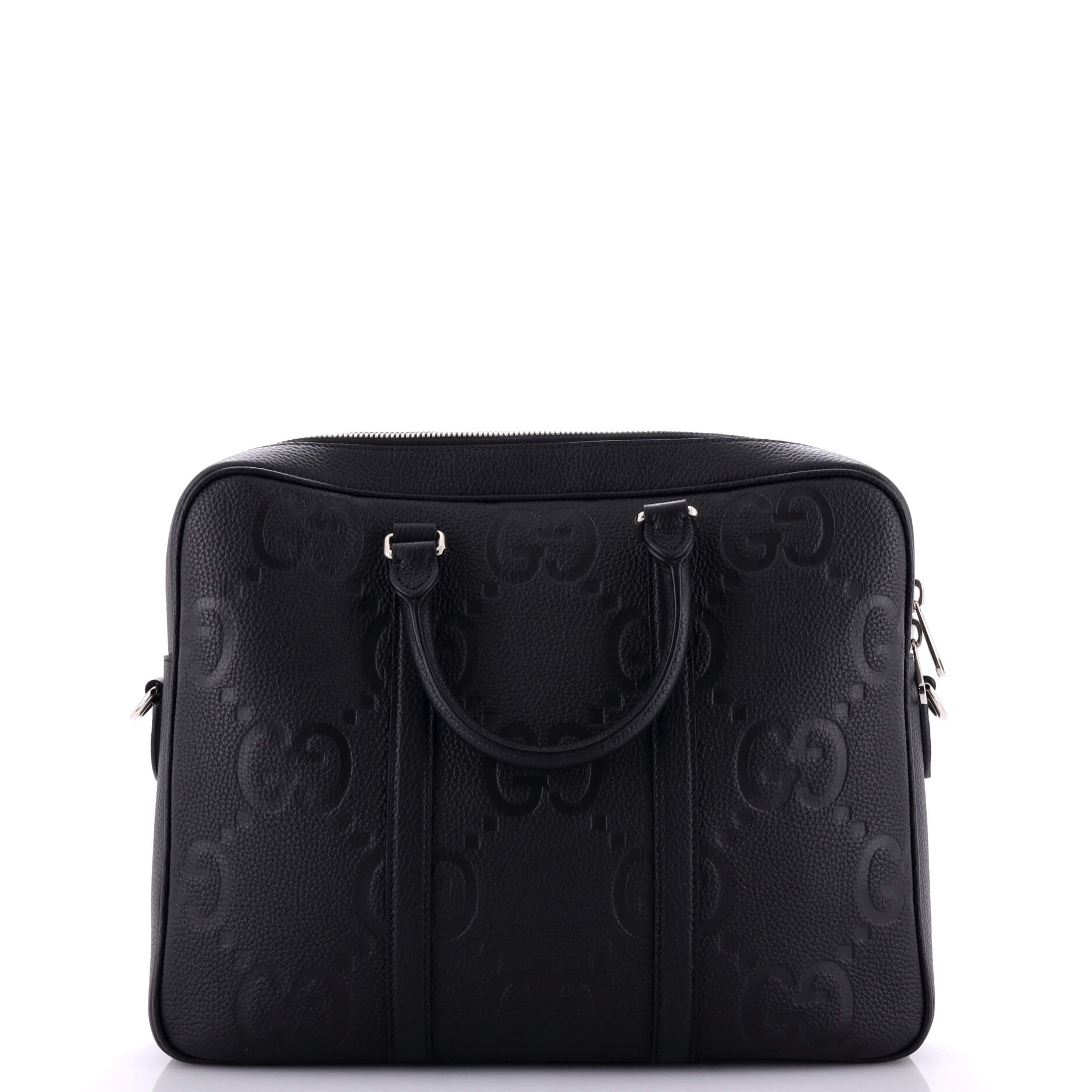 Briefcase Jumbo GG Convertible Briefcase Black Jumbo GG Embossed Leather