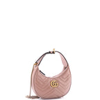 Shoulder Bag Marmont Half Moon Hobo Mini Pink Chevron Calfskin Leather