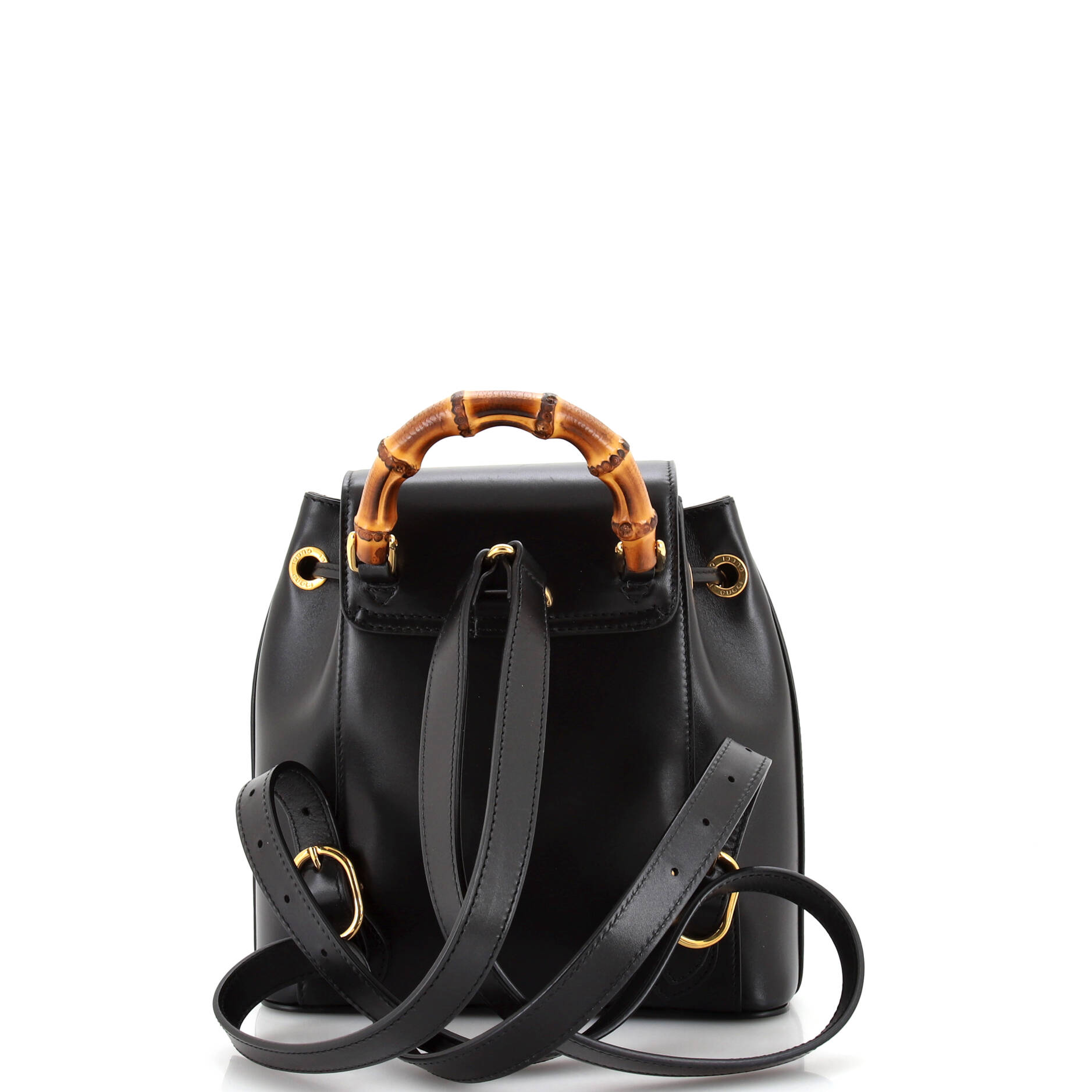 Backpack Bamboo Backpack Small Black Smooth Calfskin Leather