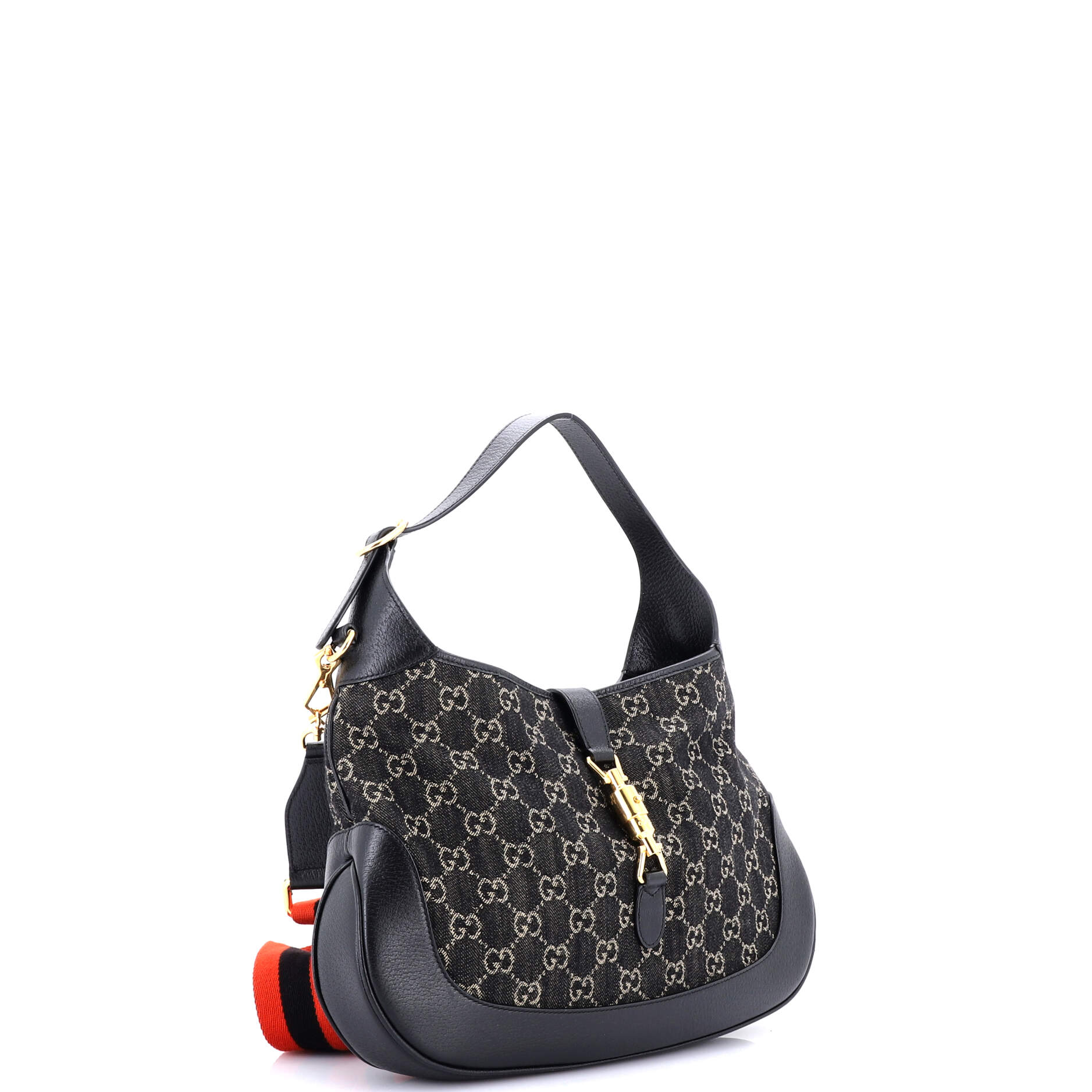 Shoulder Bag Jackie 1961 Hobo Medium Black GG Print Denim Canvas