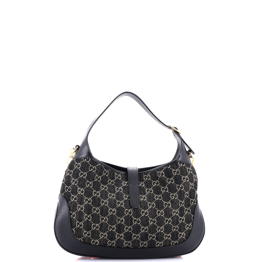 Shoulder Bag Jackie 1961 Hobo Medium Black GG Print Denim Canvas