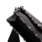 Shoulder Bag Rockstud Flip Lock Flap Small Black Grained Calfskin Leather
