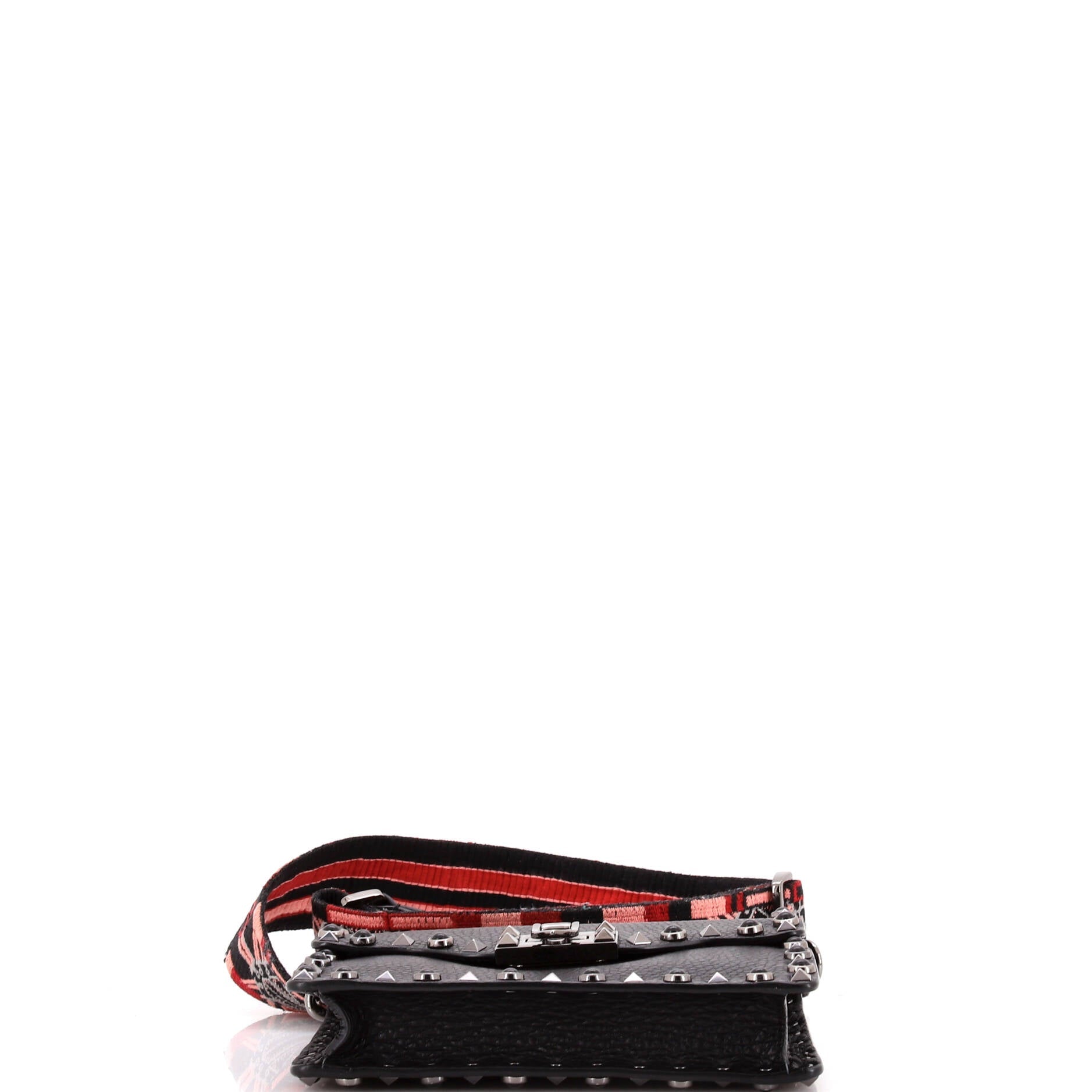 Shoulder Bag Rockstud Flip Lock Flap Small Black Grained Calfskin Leather