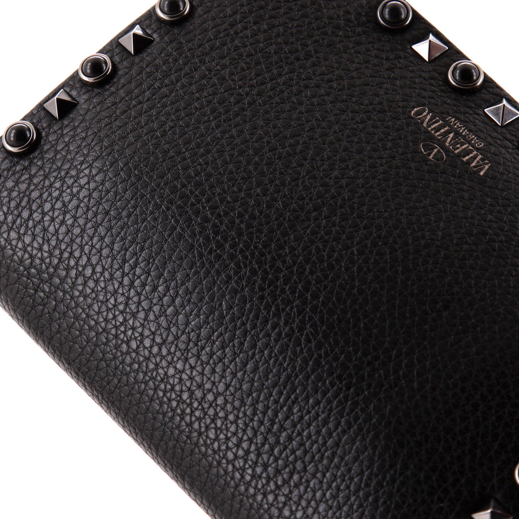 Shoulder Bag Rockstud Flip Lock Flap Small Black Grained Calfskin Leather
