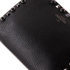 Shoulder Bag Rockstud Flip Lock Flap Small Black Grained Calfskin Leather