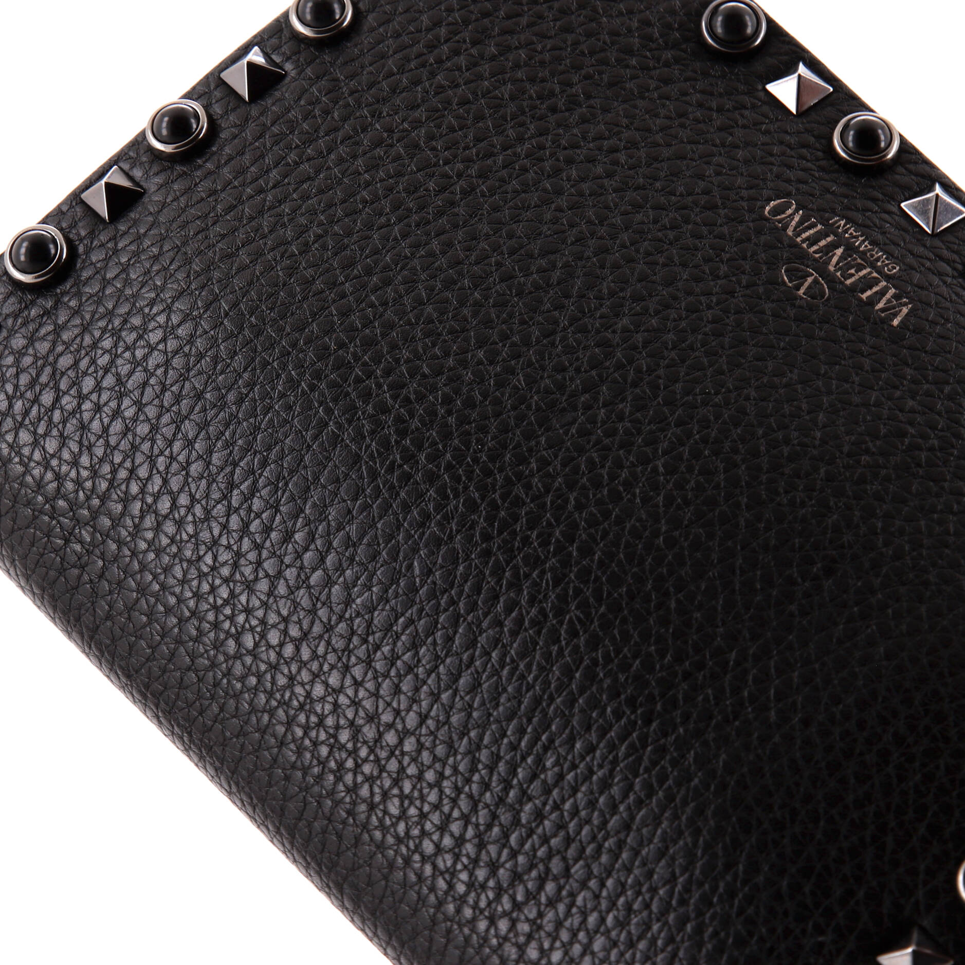 Shoulder Bag Rockstud Flip Lock Flap Small Black Grained Calfskin Leather