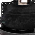 Shoulder Bag Rockstud Flip Lock Flap Small Black Grained Calfskin Leather