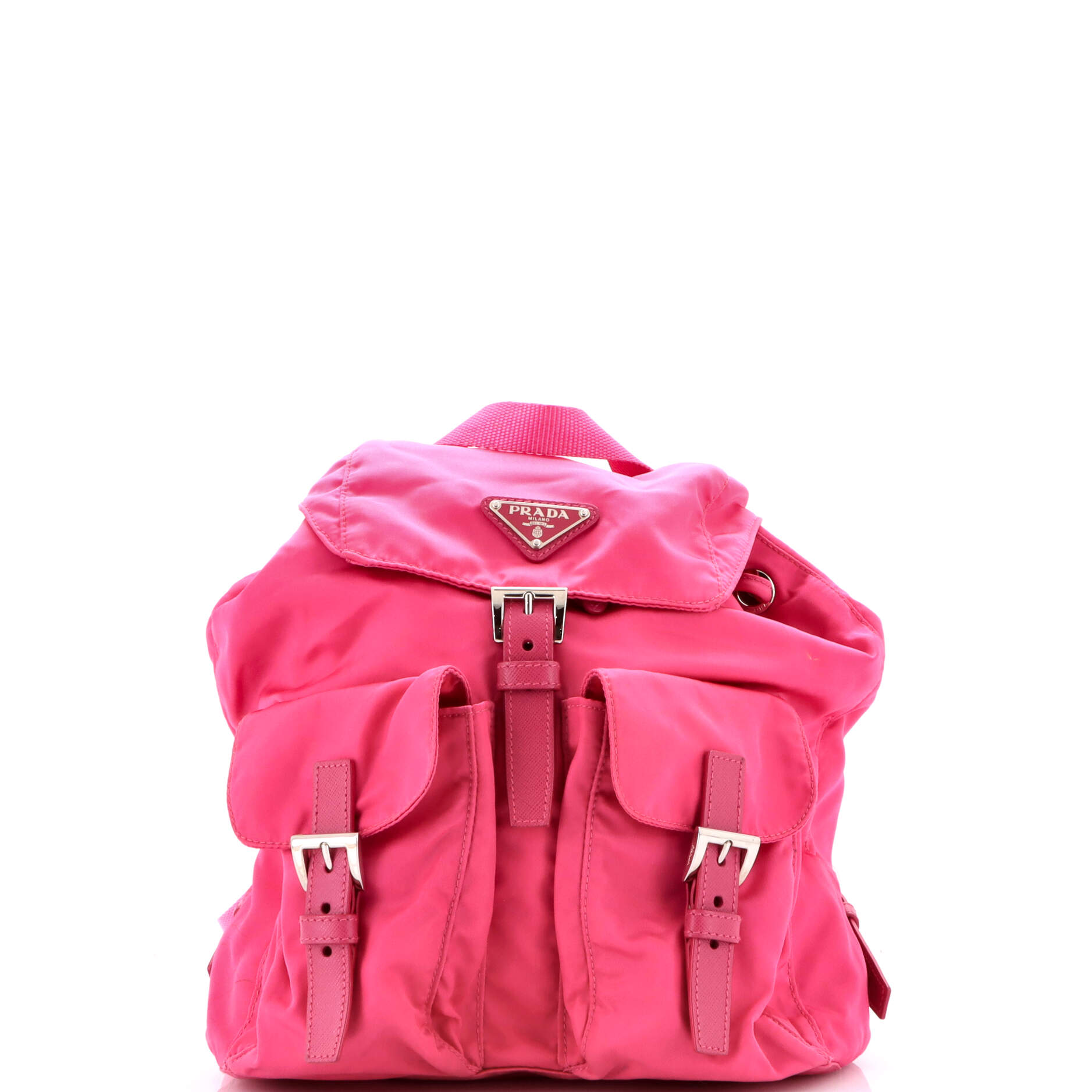 Backpack Double Front Pocket Backpack Small Pink Nylon Canvas
