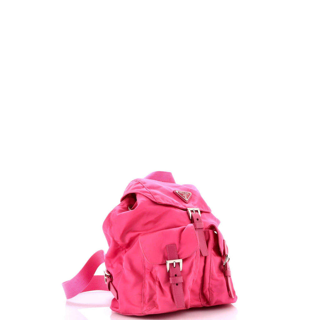 Backpack Double Front Pocket Backpack Small Pink Nylon Canvas