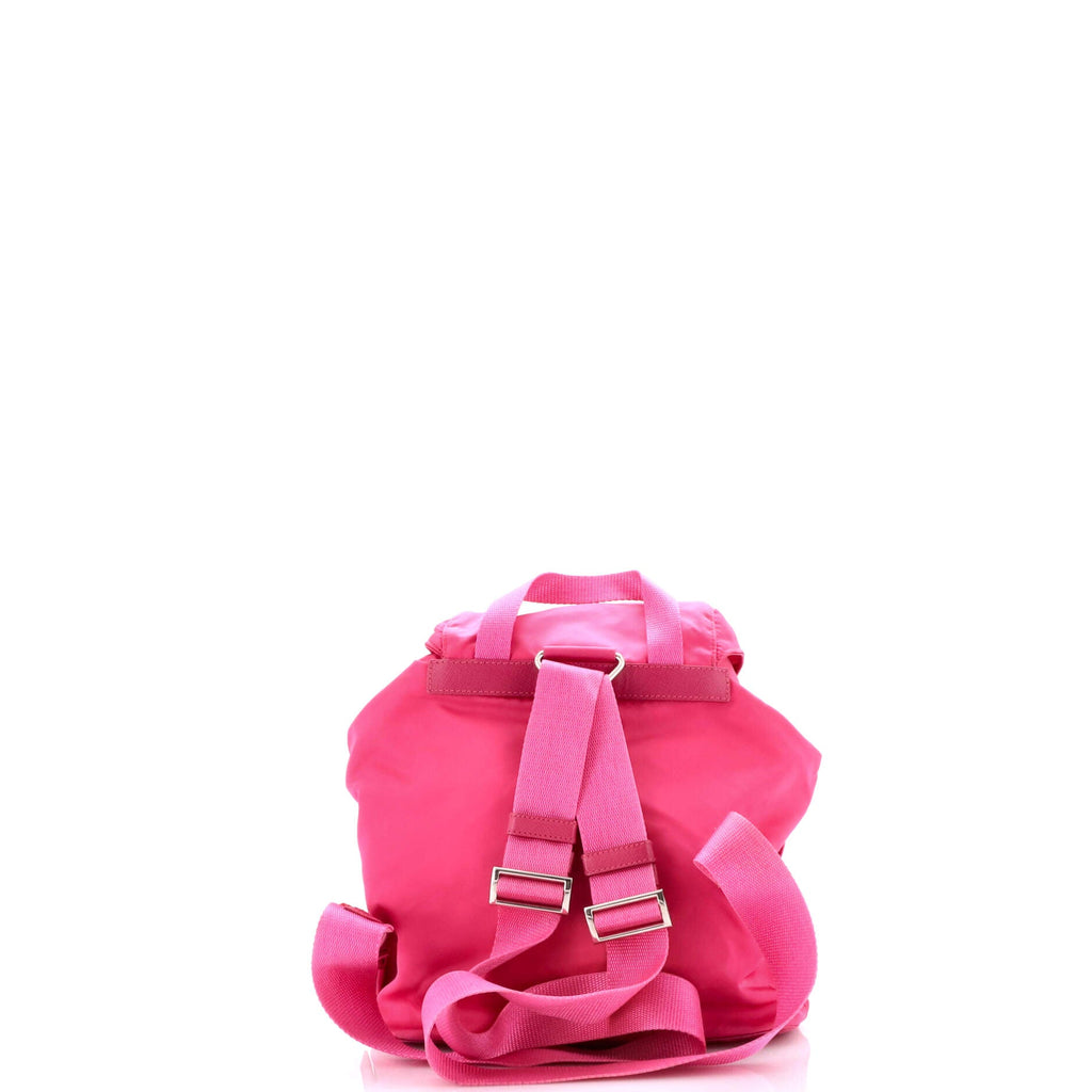 Backpack Double Front Pocket Backpack Small Pink Nylon Canvas