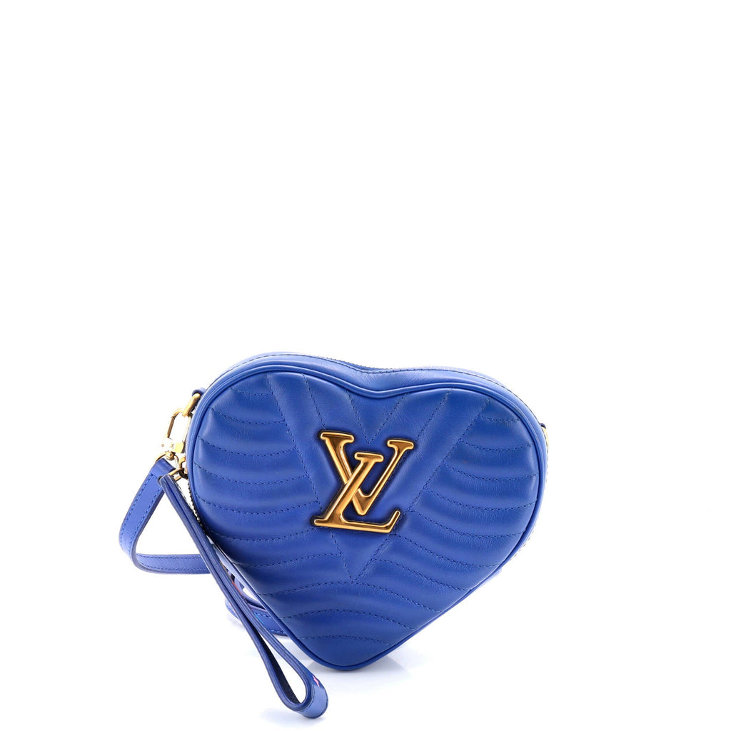 Shoulder Bag New Wave Heart Crossbody Blue Quilted Leather