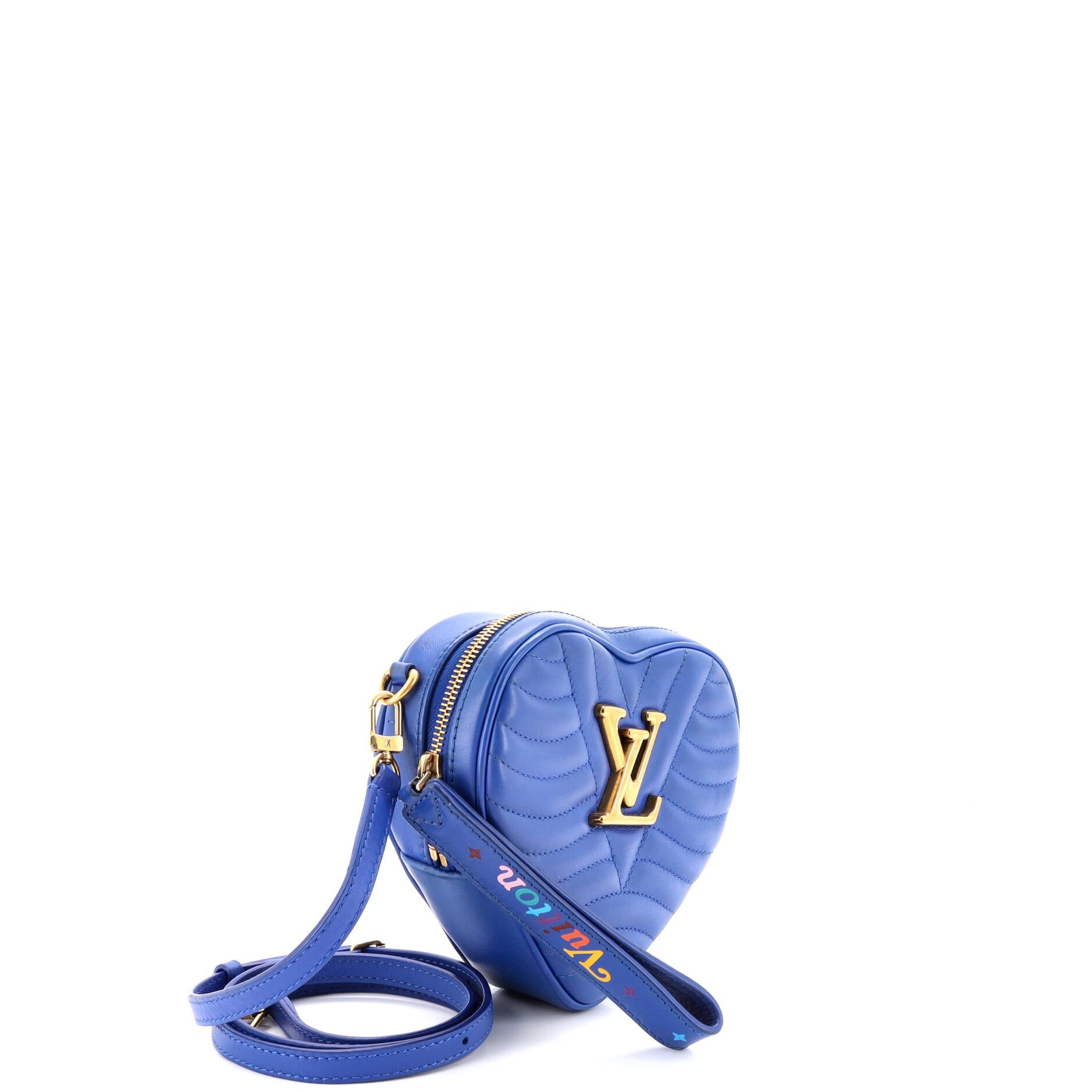 Shoulder Bag New Wave Heart Crossbody Blue Quilted Leather
