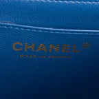 Shoulder Bag Square Classic Single Flap Mini Blue Lambskin Chevron Quilted Leather