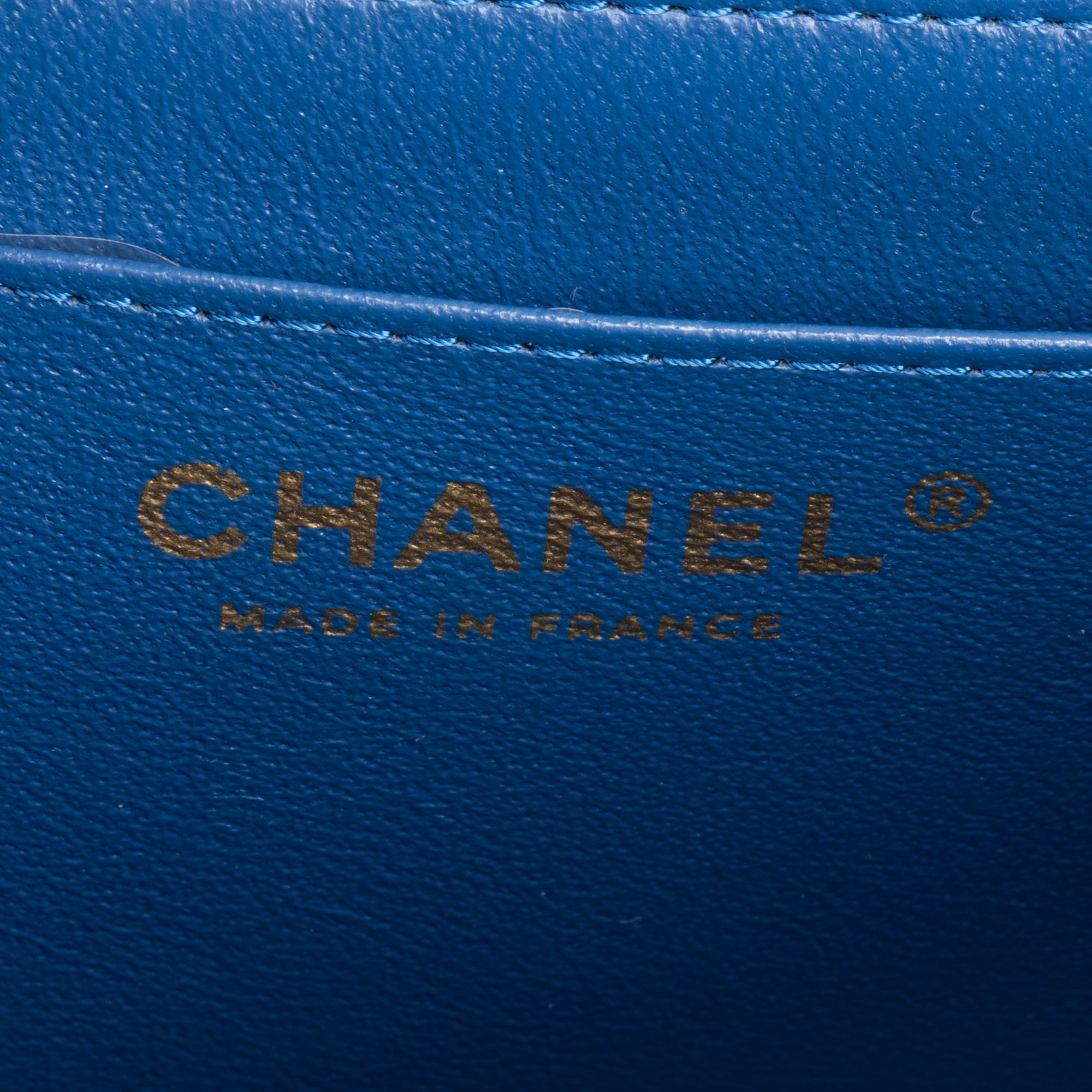 Shoulder Bag Square Classic Single Flap Mini Blue Lambskin Chevron Quilted Leather