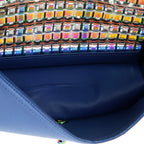 Shoulder Bag Iridescent Boy Medium Blue Woven PVC/Lambskin Leather