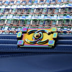Shoulder Bag Iridescent Boy Medium Blue Woven PVC/Lambskin Leather