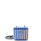 Shoulder Bag Classic Chain Vanity Case Mini Blue Raffia/Jute Canvas
