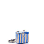 Shoulder Bag Classic Chain Vanity Case Mini Blue Raffia/Jute Canvas
