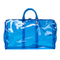 Travel Bag Ltd. Ed. Virgil Abloh Keepall Monogram Prism 50 Blue Monogram Embossed PVC