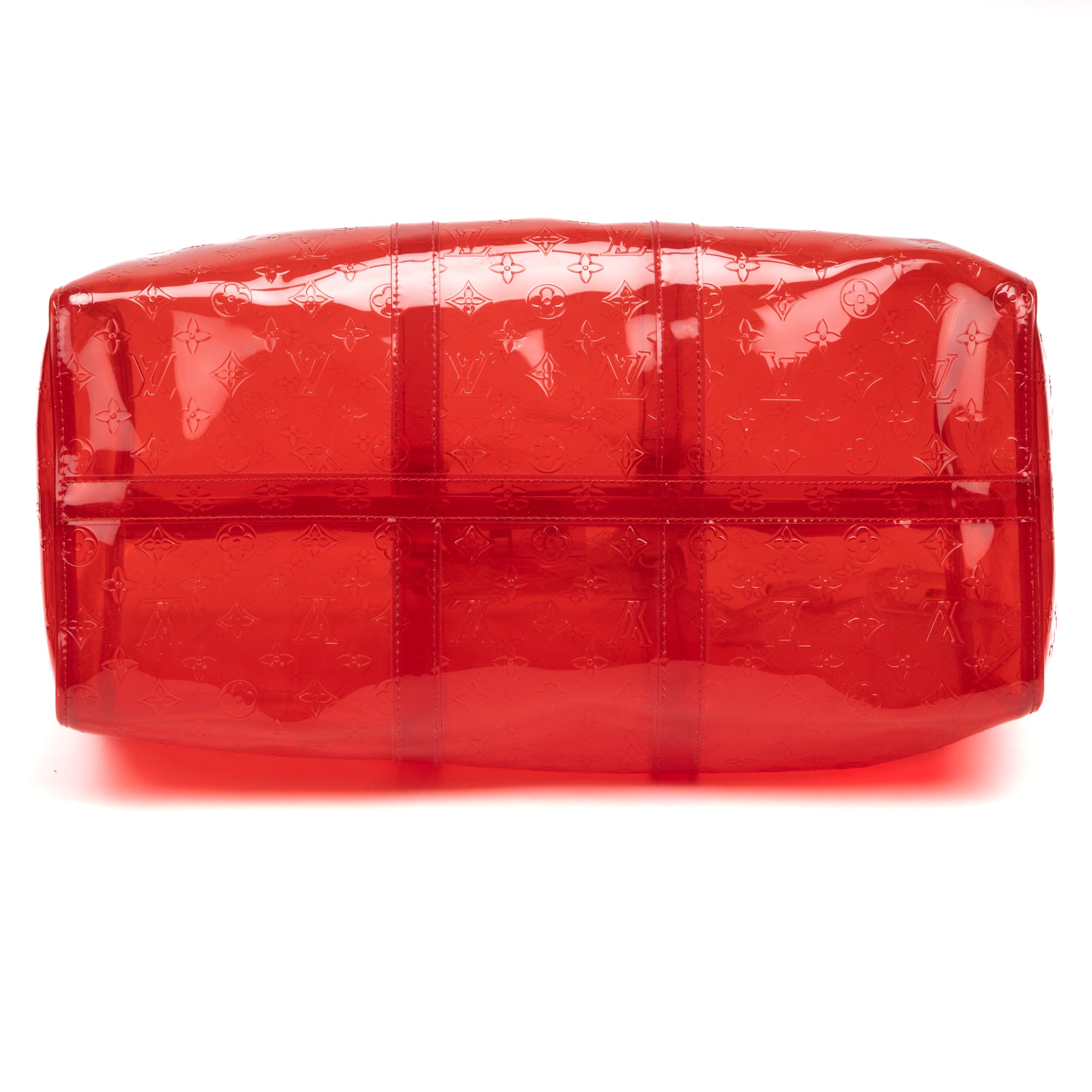 Travel Bag Ltd. Ed. Virgil Abloh Keepall Monogram Prism 50 Red Monogram Embossed PVC